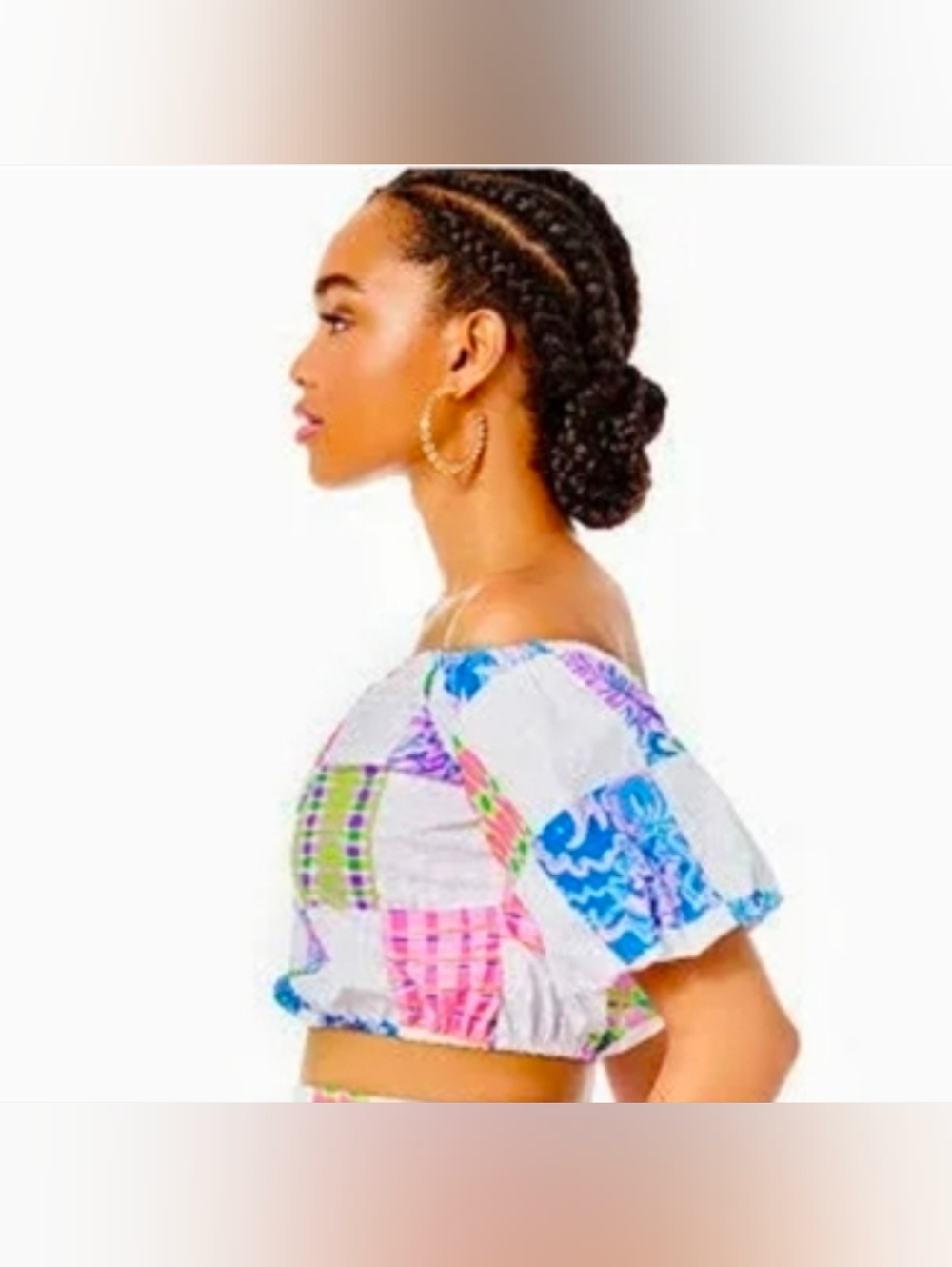 Lilly Pulitzer Esmeray Crop Top  Patch Me if You Can Small New - Picture 3 of 11